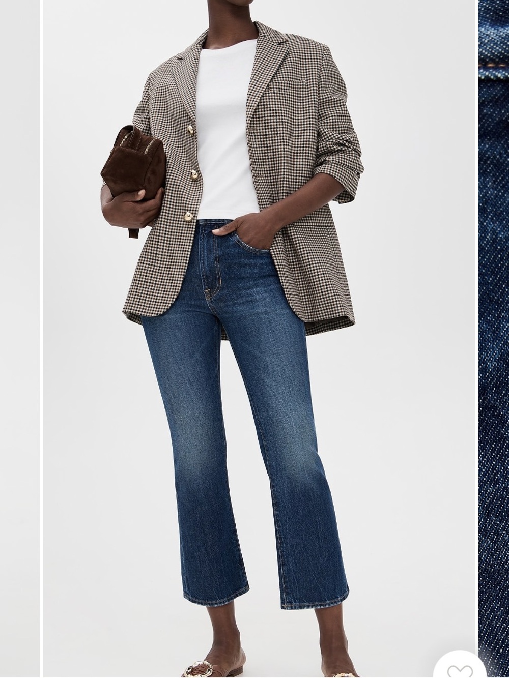 Ladies Mid-Rise Cropped Bootcut Jeans in Dark Blue